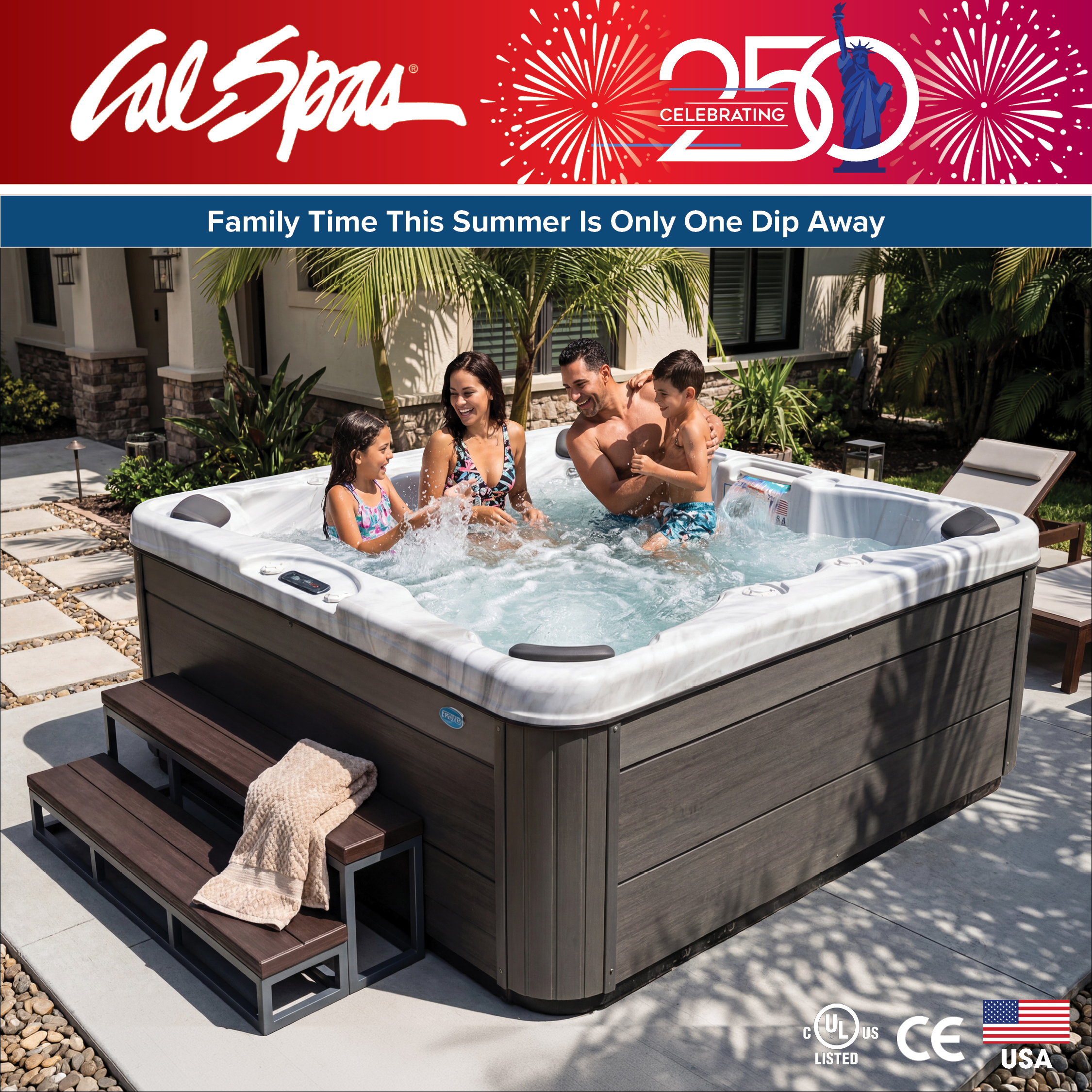 Calspas hot tub being used in a family setting - New Haven
